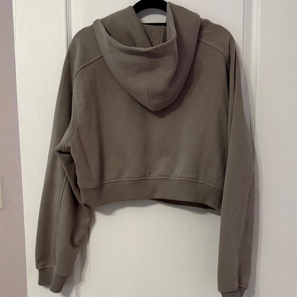 Roots Cropped Zip Hoodie in Taupe Brown/khaki/ - Picture 2 of 9